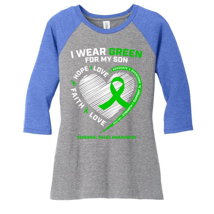 Cp Mom Dad Green Ribbon Funny Gift Son Cerebral Palsy Awareness Cool Gift Women's Tri-Blend 3/4-Sleeve Raglan Shirt