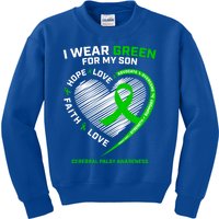 Cp Mom Dad Green Ribbon Funny Gift Son Cerebral Palsy Awareness Cool Gift Kids Sweatshirt