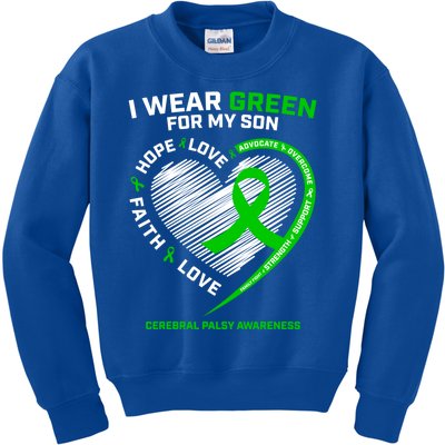 Cp Mom Dad Green Ribbon Funny Gift Son Cerebral Palsy Awareness Cool Gift Kids Sweatshirt