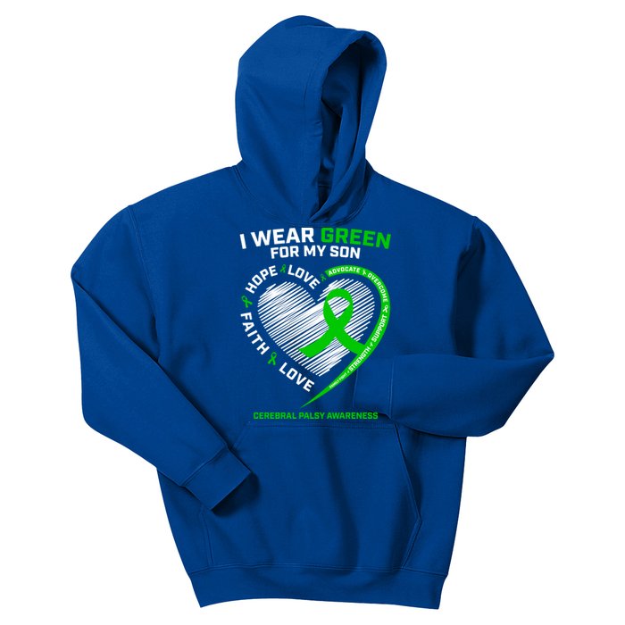 Cp Mom Dad Green Ribbon Funny Gift Son Cerebral Palsy Awareness Cool Gift Kids Hoodie