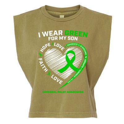 Cp Mom Dad Green Ribbon Funny Gift Son Cerebral Palsy Awareness Cool Gift Garment-Dyed Women's Muscle Tee