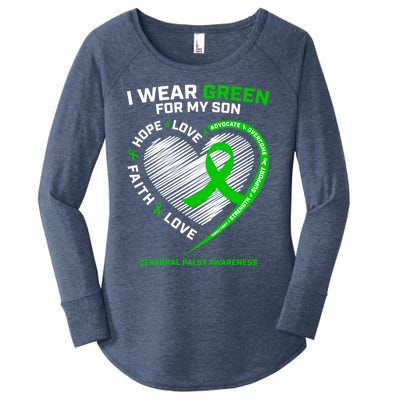 Cp Mom Dad Green Ribbon Funny Gift Son Cerebral Palsy Awareness Cool Gift Women's Perfect Tri Tunic Long Sleeve Shirt