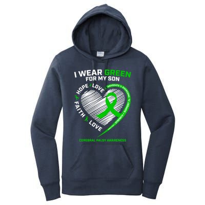 Cp Mom Dad Green Ribbon Funny Gift Son Cerebral Palsy Awareness Cool Gift Women's Pullover Hoodie