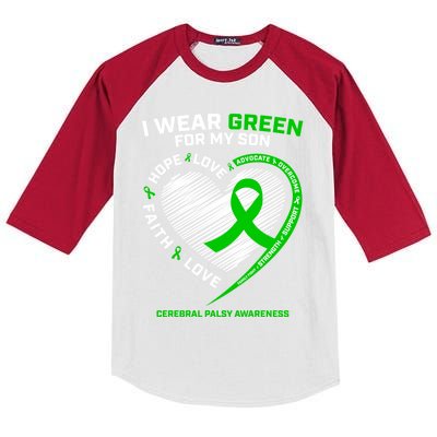 Cp Mom Dad Green Ribbon Funny Gift Son Cerebral Palsy Awareness Cool Gift Kids Colorblock Raglan Jersey