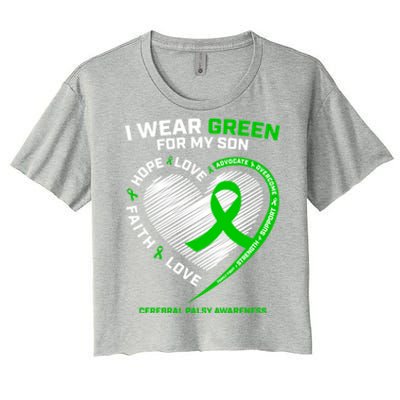 Cp Mom Dad Green Ribbon Funny Gift Son Cerebral Palsy Awareness Cool Gift Women's Crop Top Tee