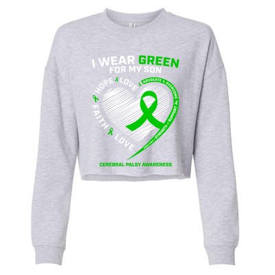 Cp Mom Dad Green Ribbon Funny Gift Son Cerebral Palsy Awareness Cool Gift Cropped Pullover Crew