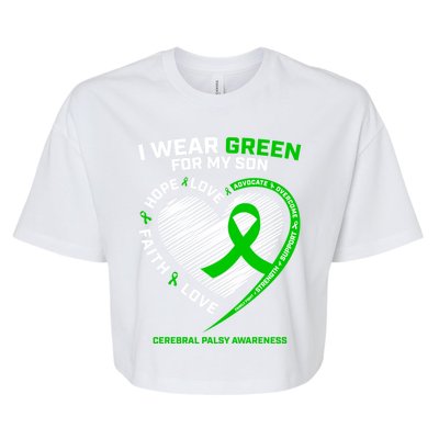 Cp Mom Dad Green Ribbon Funny Gift Son Cerebral Palsy Awareness Cool Gift Bella+Canvas Jersey Crop Tee