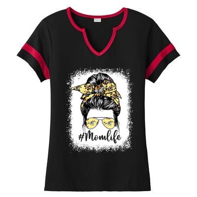 Cute Mother's Day Equestrian Mom Life Messy Bun Game Day Gift Ladies Halftime Notch Neck Tee