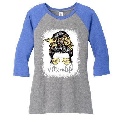 Cute Mother's Day Equestrian Mom Life Messy Bun Game Day Gift Women's Tri-Blend 3/4-Sleeve Raglan Shirt