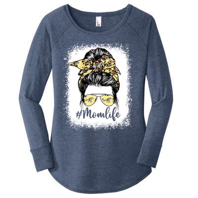 Cute Mother's Day Equestrian Mom Life Messy Bun Game Day Gift Women's Perfect Tri Tunic Long Sleeve Shirt