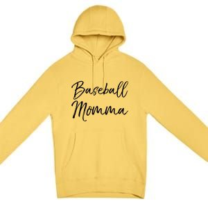 Cute Mother's Day Gift Tee Ball Mom Baseball Momma Gift Premium Pullover Hoodie