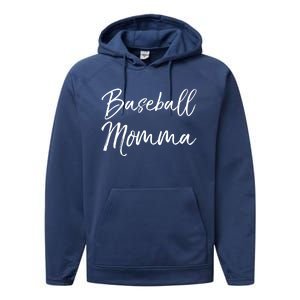 Cute Mother's Day Gift Tee Ball Mom Baseball Momma Gift Performance Fleece Hoodie