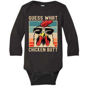 Chicken Meme Design  Guess What Chicken Butt  Baby Long Sleeve Bodysuit