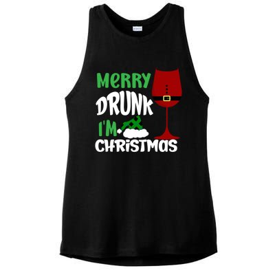 Christmas Merry Drunk IM Christmas Wine Santa Gift Ladies PosiCharge Tri-Blend Wicking Tank