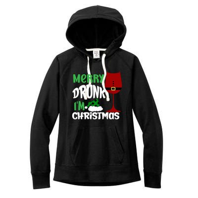 Christmas Merry Drunk IM Christmas Wine Santa Gift Women's Fleece Hoodie