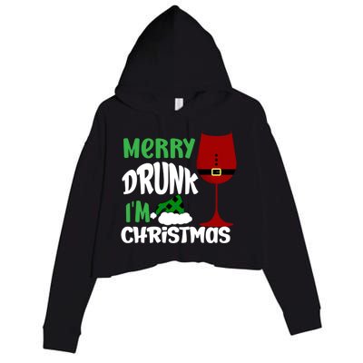 Christmas Merry Drunk IM Christmas Wine Santa Gift Crop Fleece Hoodie