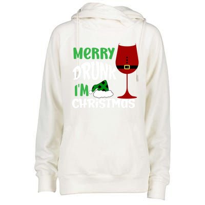 Christmas Merry Drunk IM Christmas Wine Santa Gift Womens Funnel Neck Pullover Hood