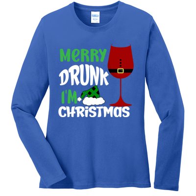 Christmas Merry Drunk IM Christmas Wine Santa Gift Ladies Long Sleeve Shirt