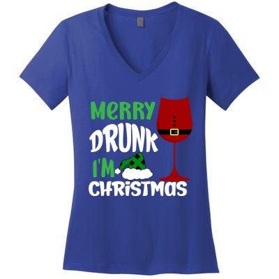 Christmas Merry Drunk IM Christmas Wine Santa Gift Women's V-Neck T-Shirt