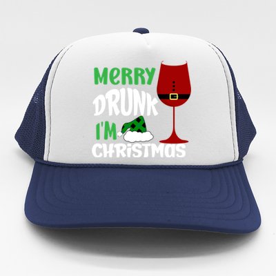 Christmas Merry Drunk IM Christmas Wine Santa Gift Trucker Hat