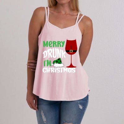 Christmas Merry Drunk IM Christmas Wine Santa Gift Women's Strappy Tank