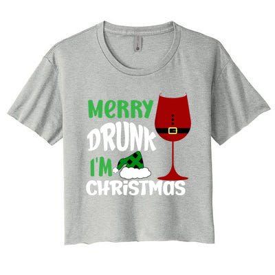 Christmas Merry Drunk IM Christmas Wine Santa Gift Women's Crop Top Tee