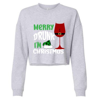 Christmas Merry Drunk IM Christmas Wine Santa Gift Cropped Pullover Crew