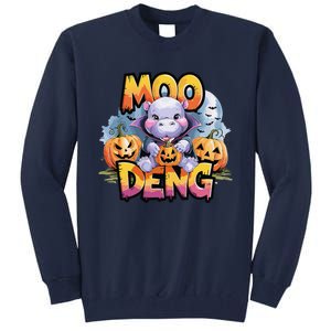 Cute Moo Deng Bouncy Pig In Thai Halloween Baby Hippopotamus Tall Sweatshirt