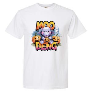 Cute Moo Deng Bouncy Pig In Thai Halloween Baby Hippopotamus Garment-Dyed Heavyweight T-Shirt