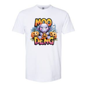 Cute Moo Deng Bouncy Pig In Thai Halloween Baby Hippopotamus Softstyle CVC T-Shirt