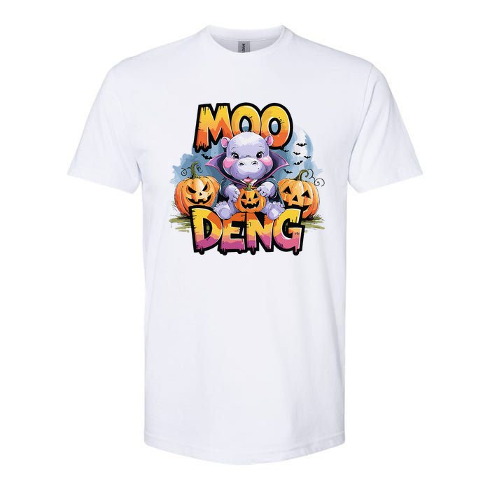 Cute Moo Deng Bouncy Pig In Thai Halloween Baby Hippopotamus Softstyle CVC T-Shirt