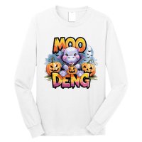 Cute Moo Deng Bouncy Pig In Thai Halloween Baby Hippopotamus Long Sleeve Shirt