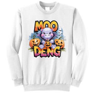 Cute Moo Deng Bouncy Pig In Thai Halloween Baby Hippopotamus Sweatshirt