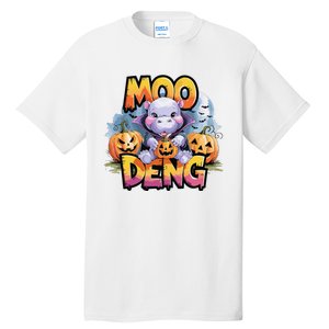 Cute Moo Deng Bouncy Pig In Thai Halloween Baby Hippopotamus Tall T-Shirt