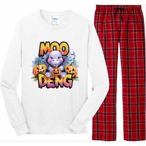 Cute Moo Deng Bouncy Pig In Thai Halloween Baby Hippopotamus Long Sleeve Pajama Set