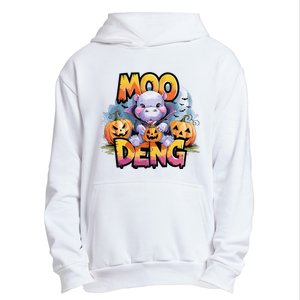 Cute Moo Deng Bouncy Pig In Thai Halloween Baby Hippopotamus Urban Pullover Hoodie