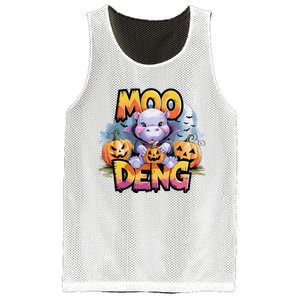 Cute Moo Deng Bouncy Pig In Thai Halloween Baby Hippopotamus Mesh Reversible Basketball Jersey Tank