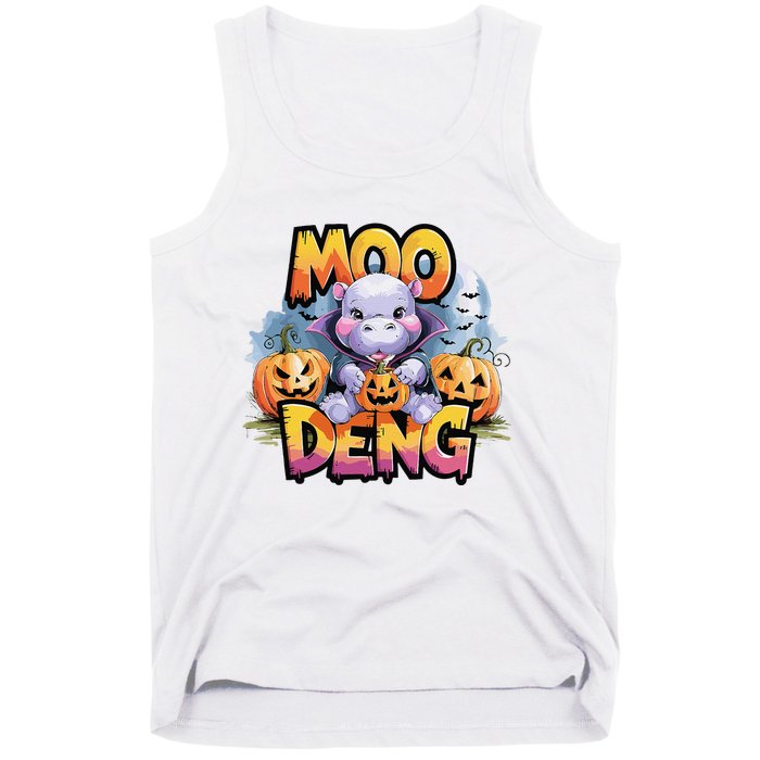 Cute Moo Deng Bouncy Pig In Thai Halloween Baby Hippopotamus Tank Top