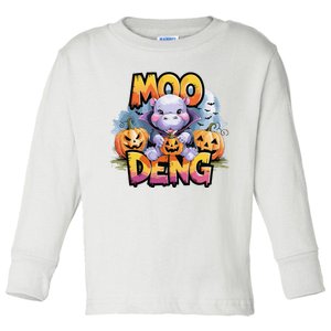 Cute Moo Deng Bouncy Pig In Thai Halloween Baby Hippopotamus Toddler Long Sleeve Shirt