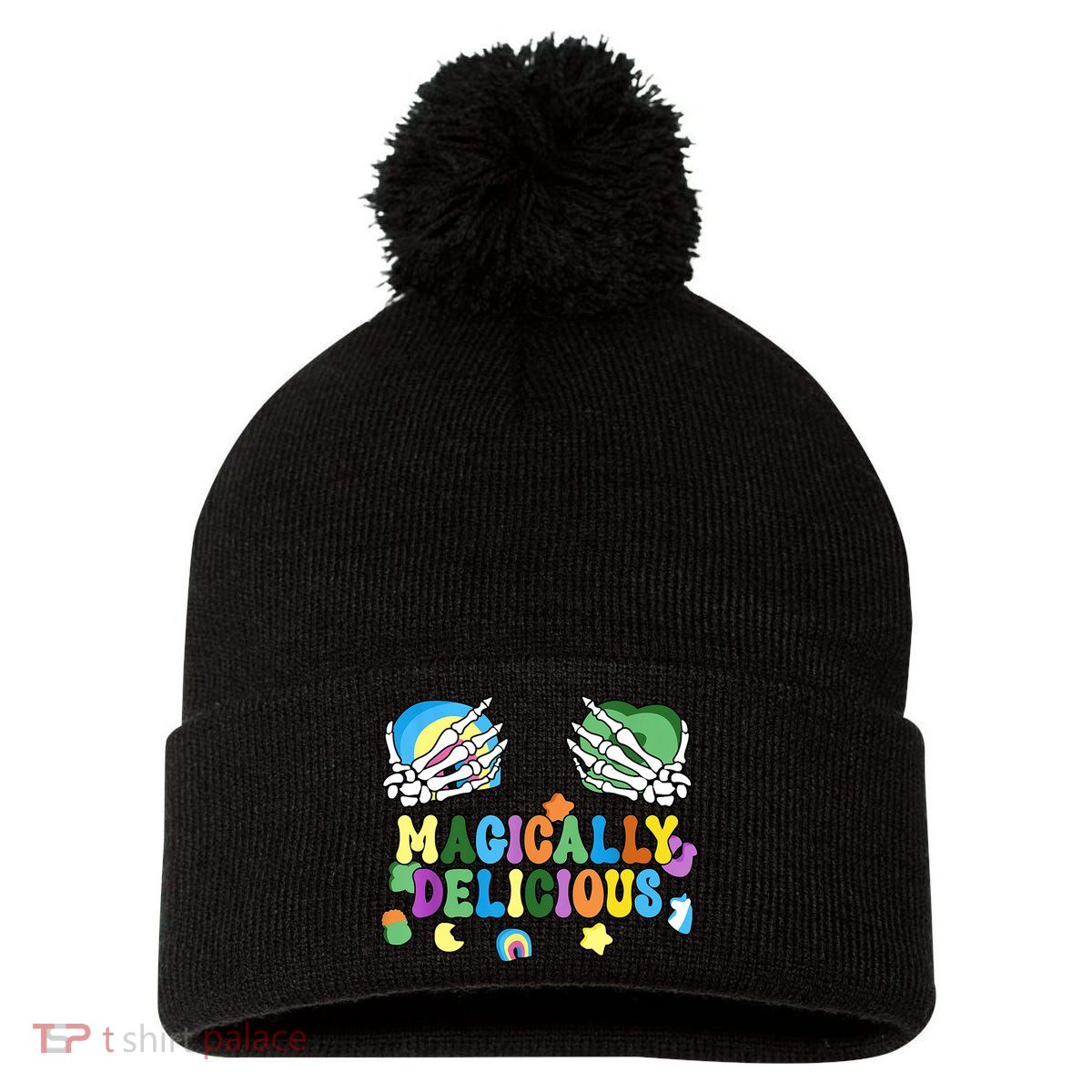 Colorful Magically Delicious Sexy Shamrock St Patrick's Day Pom Pom 12in Knit Beanie