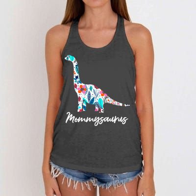 Cute Mommysaurus Dinosaur Mothers Day Gift Idea Women's Knotted Racerback Tank