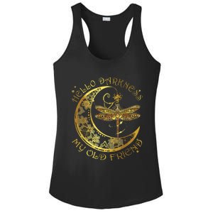 Crescent Moon Dragonfly Hello Darkness My Old Friend Ladies PosiCharge Competitor Racerback Tank