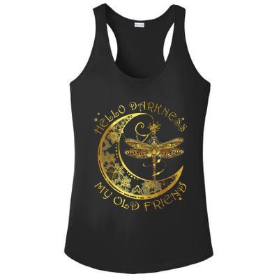 Crescent Moon Dragonfly Hello Darkness My Old Friend Ladies PosiCharge Competitor Racerback Tank