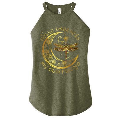 Crescent Moon Dragonfly Hello Darkness My Old Friend Women’s Perfect Tri Rocker Tank