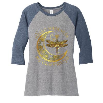 Crescent Moon Dragonfly Hello Darkness My Old Friend Women's Tri-Blend 3/4-Sleeve Raglan Shirt