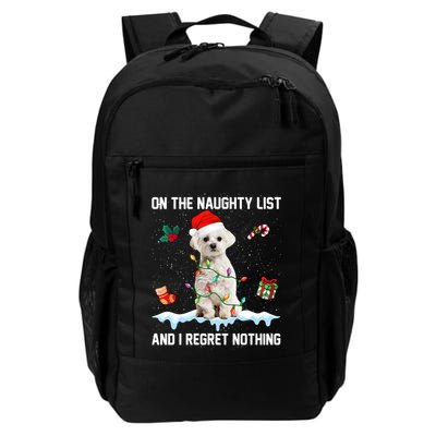 Christmas Maltese Dog Naughty List And I Regret Nothing Xmas Cute Gift Backpack