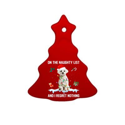 Christmas Maltese Dog Naughty List And I Regret Nothing Xmas Cute Gift Ceramic Tree Ornament