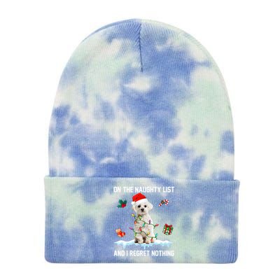 Christmas Maltese Dog Naughty List And I Regret Nothing Xmas Cute Gift Tie Dye 12in Knit Beanie