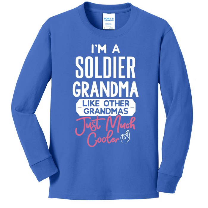 Cool Mothers Day Cool Gift Soldier Grandma Funny Gift Kids Long Sleeve Shirt