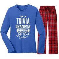 Cool Mothers Day Design Trivia Grandma Gift Women's Long Sleeve Flannel Pajama Set 